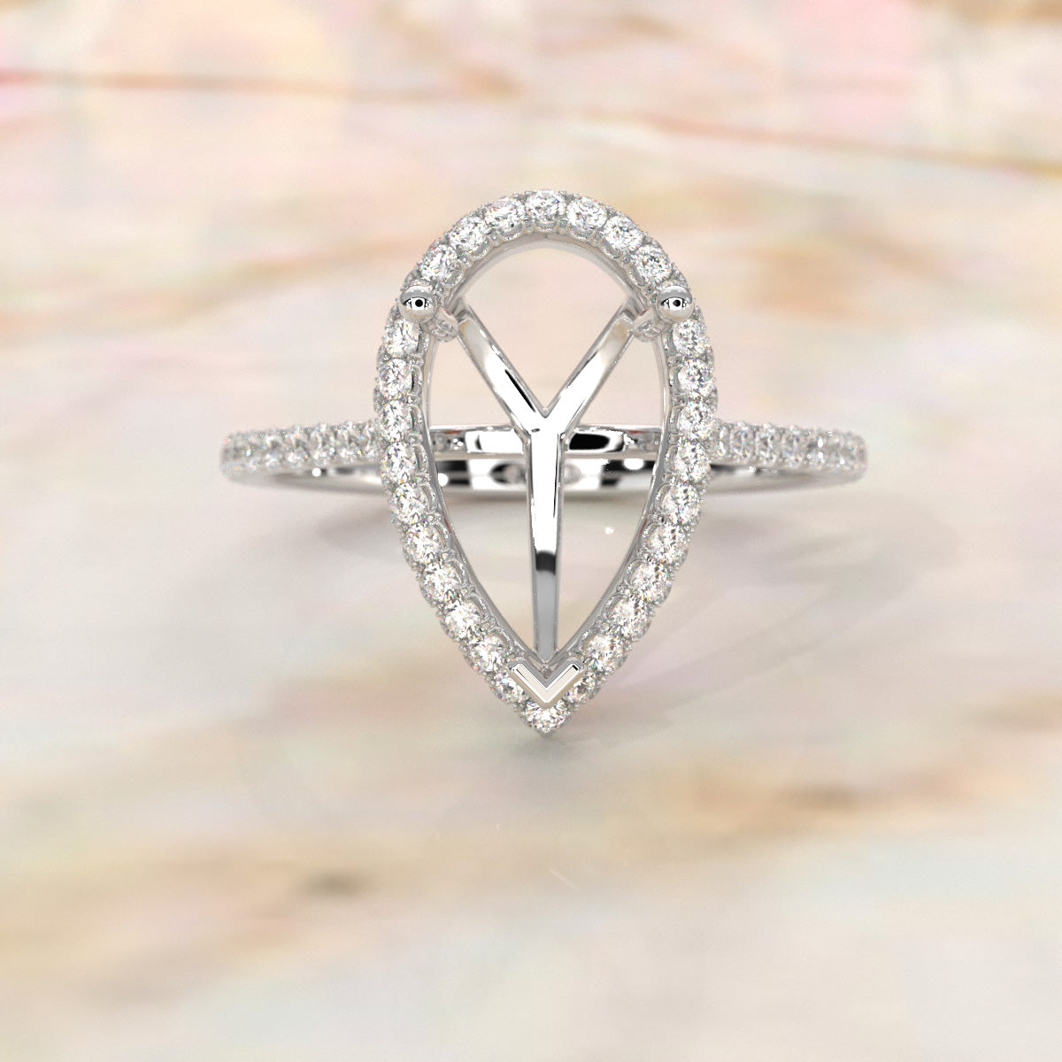 Double Halo Semi Mount Lab Grown Diamond Engagement Ring 0.53 Ct.